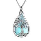 Sterling Silver Tree of Life Urn Necklaces Abalone Opal Shell Cremation Jewelry for Ashes