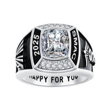 Sterling Silver Personalized  Birthstone Engraved Class Ring Graduation Jewelry