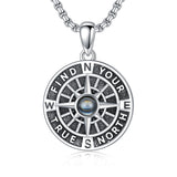Sterling Silver Compass Pendant Necklace Graduation Jewelry Gift