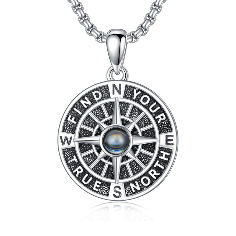 Sterling Silver Compass Pendant Necklace Graduation Jewelry Gift