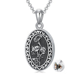 Sterling Silver Personalized Photo 12 Month Birth Flower Pendant Necklace