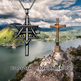 Sterling Silver Nial Cross David Pendant Necklace