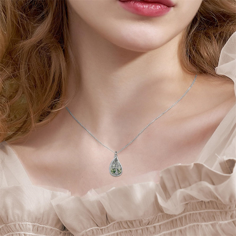 Sterling Silver Tree of Life Urn Necklaces Abalone Opal Shell Cremation Jewelry for Ashes