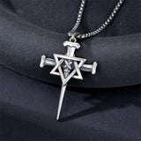 Sterling Silver Nial Cross David Pendant Necklace