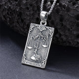 Sterling Silver Tarot Card 12 Zodiac Sign Pendant Necklace