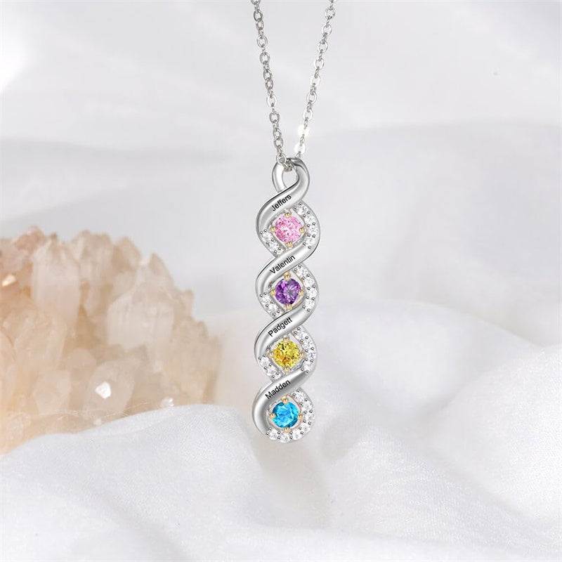 10K 14K 18K Gold Personalized Engraved &Birthstone Infinity Pendant Necklace