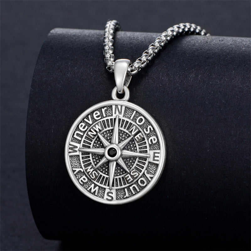Sterling Silver Compass Pendant Necklace Graduation Jewelry Gift
