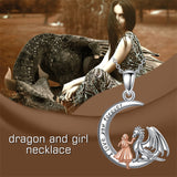 Sterling Silver Horse and Girl Pendant Necklace