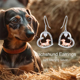 Sterling Silver Birthstone Dachshund Dangle Earrings