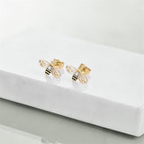 14K Yellow Gold Honey Bee Stud Earrings