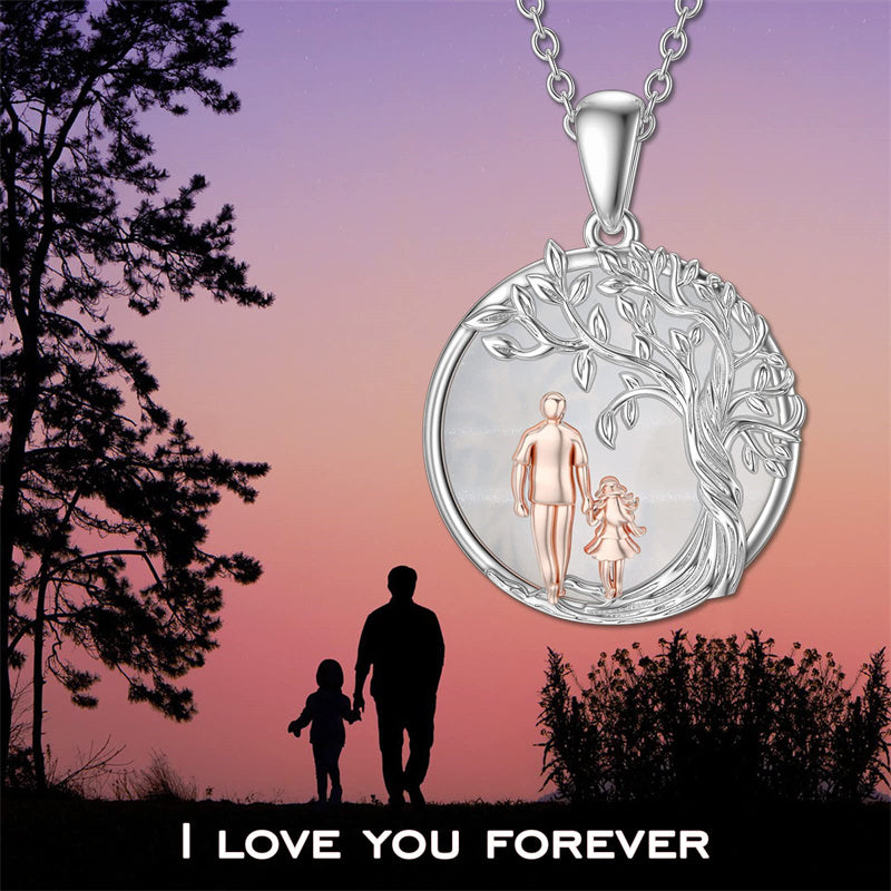 Sterling Silver Father Daughter Heart Pendant Necklace from Dad Gift for Daughter