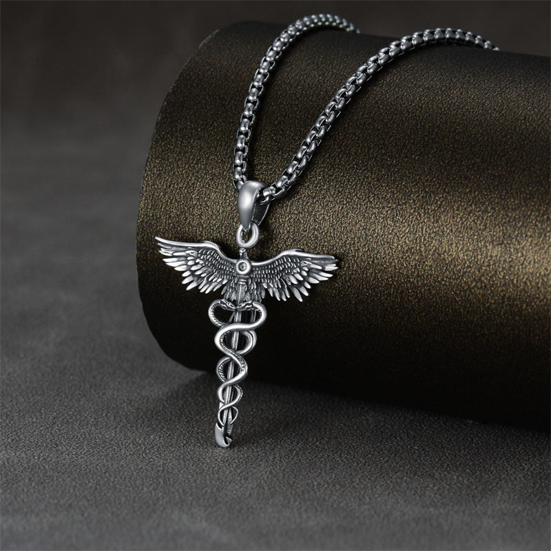 Sterling Silver Caduceus Phoenix RN Pendant Necklace RN Nurse Graduation Gift