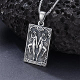 Sterling Silver Tarot Card 12 Zodiac Sign Pendant Necklace