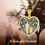 10K Gold Personalized Photo Father Daughter Pendant Necklace
