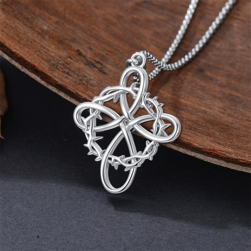 Sterling Silver Nial Cross David Pendant Necklace