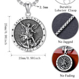 Sterling Silver St Michael St Christopher Pendant Necklace for Men