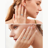 Sterling Silver Light Green Moissanite Engagement Rings Set for Women