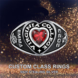Sterling Silver Personalized Birthstone Class Ring for Women