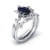 Sterling Silver Natural Moss Agate Blue Sandstone Opal Set Ring