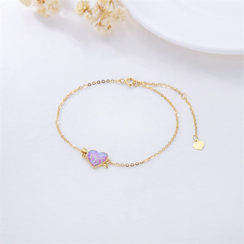 14k Gold Heart Bracelet