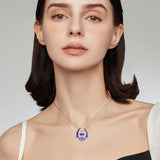 Sterling Silver Heart Shaped Crystal Birthstone Dragon Pendant Necklace