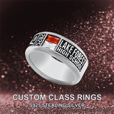 Sterling Silver Personalized High School College Class Ring Graduation Jewelry