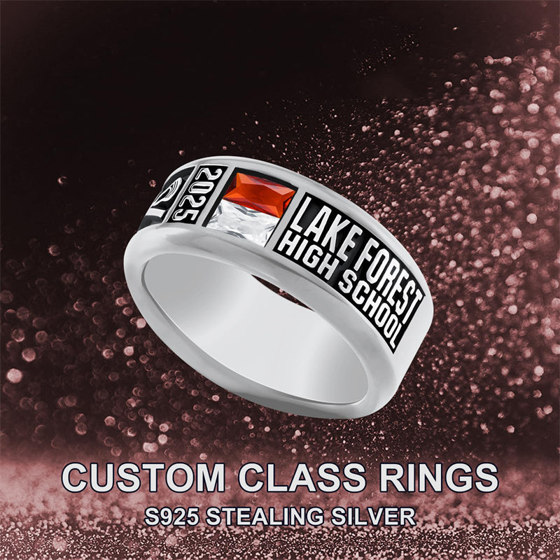 Sterling Silver Personalized High School College Class Ring Graduation Jewelry