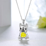 Sterling Silver French Bulldog Pendant Necklace