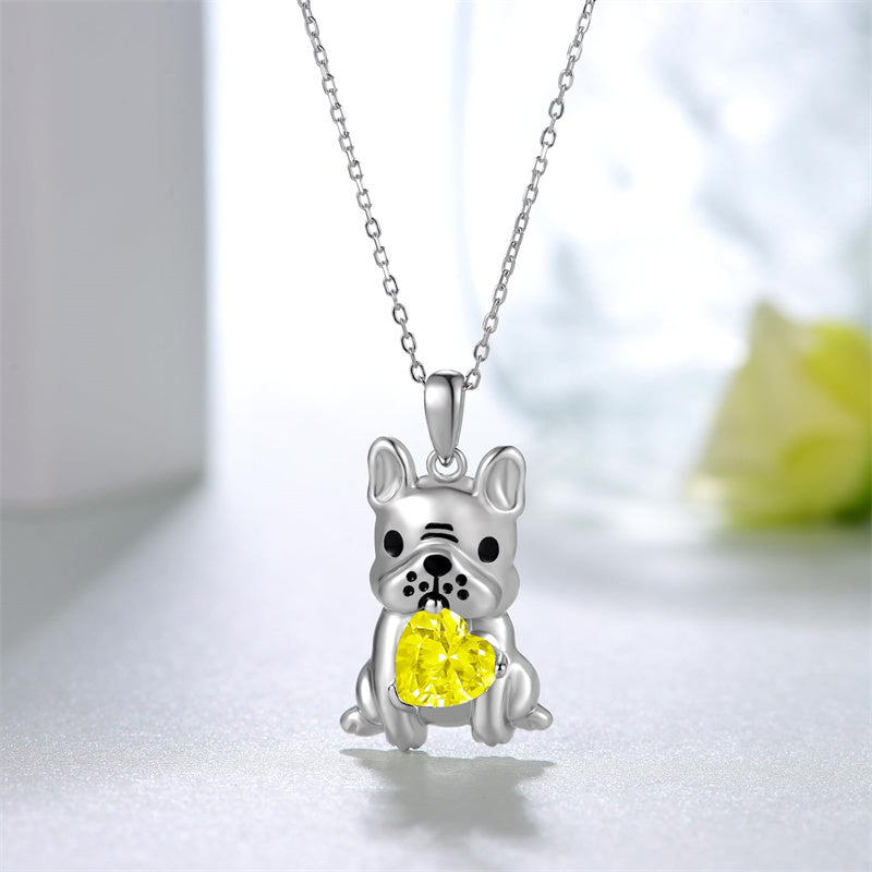 Sterling Silver French Bulldog Pendant Necklace