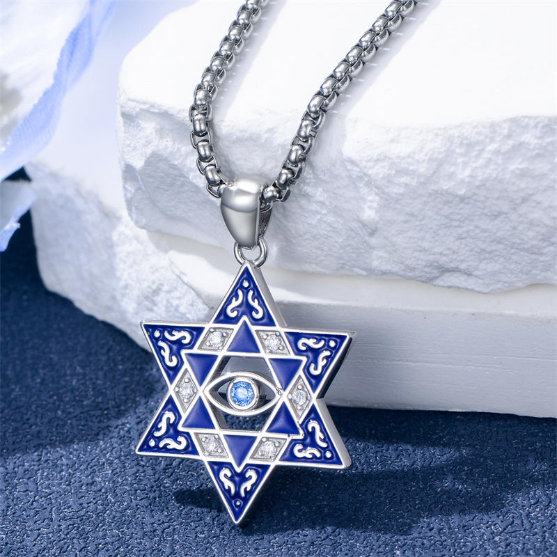 Sterling Silver Star of David, Evil Eye, Tree of Life, Cross Lion, Chai Pendant Necklace