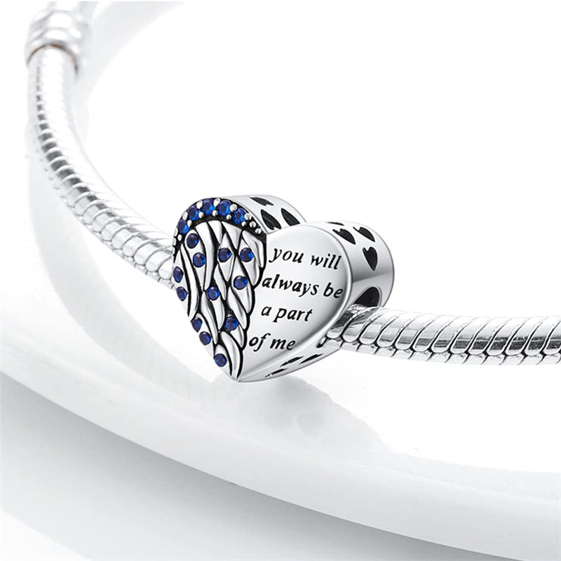 Sterling Silver Guardian Heart with Engraved Charm Beads