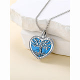 Sterling Silver Tree of Life Urn Necklaces Abalone Opal Shell Cremation Jewelry for Ashes