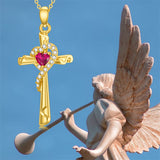 14K Gold Cubic Zirconia Cross Pendant Necklace