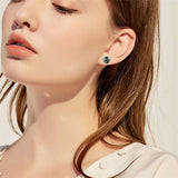 Sterling Silver Natural Moss Agate Stud Earrings