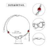Sterling Silver Double Heart Birthstone Single Layer Anklet