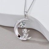 Sterling Silver Birthstone Cat Dog Monkey Pendant Necklace