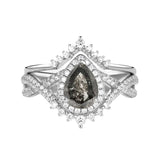 Sterling Silver 10K 14K 18K Gold  Pear Shaped Gemstone Engagement Rings Set