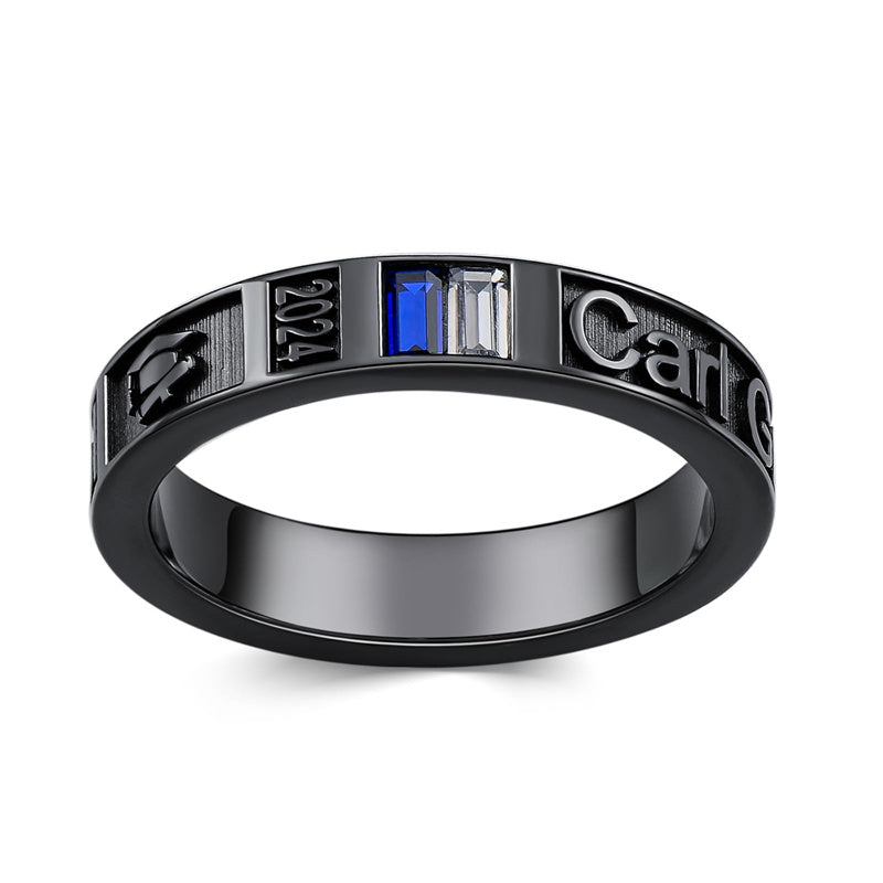 Sterling Sliver Personalied Engraved Birthstone Graduation High School Rings
