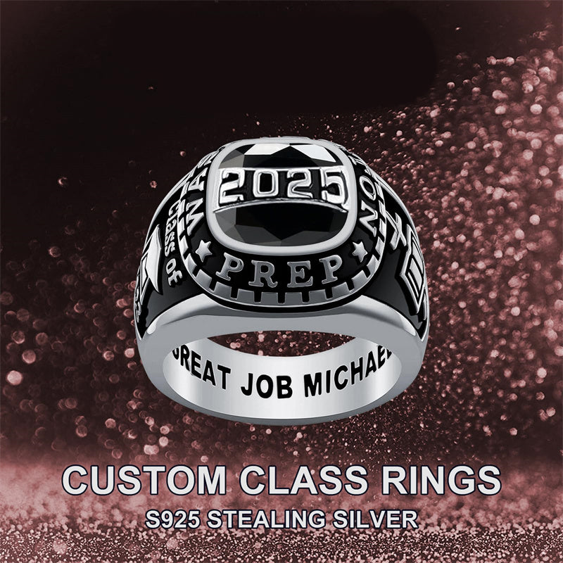 Sterling Silver Personalized  High School Colleg Class Ring