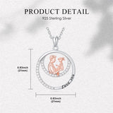 Sterling Silver Father-Daughter Pendant Necklace Engraved with Love You