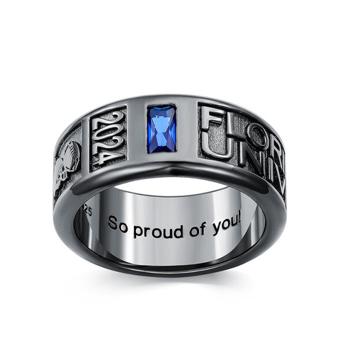Personalied 2024 Mens Class Ring 925 Sterling Sliver Graduation Ring High School Rings for Men Women Birthstone College Ring
