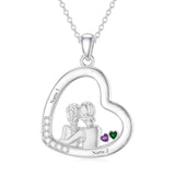 10K 14K 18K Solid Gold Personalized Birthstone &Engraved Mother Pendant Necklace