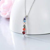 Sterling Silver Colorful Chakra  Pendant Necklace