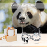 Sterling Silver Birthstone Infinity Panda Pendant Necklace Engraved with I Love Forever
