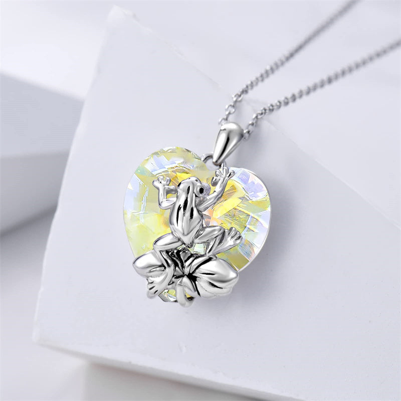 Sterling Silver Crystal Birthstone Frog Pendant Necklace