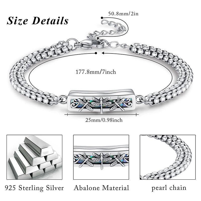 Sterling Silver Rose Butterfly Dragonfly Urn Bracelet for Ashes