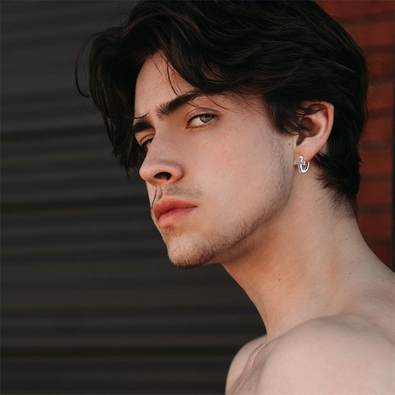 Sterling Silver Celtic Cross Hoop Dangle Earrings