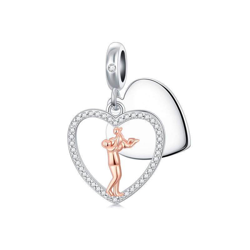 Sterling Silver Personalized Engraved Father-Daughter Charm Beads