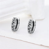 Sterling Silver Cross Sun Viking Wave Hoop Earrings for Men