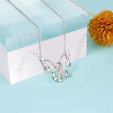 Sterling Silver Butterfly Cross Breast Cancer Awareness Bracelet